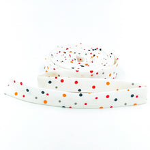 Load image into Gallery viewer, Double Fold Bias Tape 1/2'' Hey Bootiful Dots Off White Halloween Bias Binding