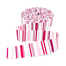 Load image into Gallery viewer, Quilt Binding Christmas With Scaredy Cat Stripe Pink 1 1/4" Single Fold Binding