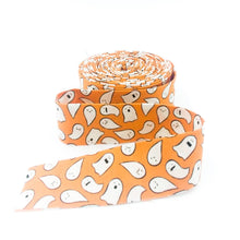Load image into Gallery viewer, Quilt Binding Spooky Schoolhouse Ghosts Orange 1 1/4" Single Fold Binding Halloween