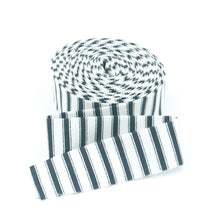 Load image into Gallery viewer, Quilt Binding Yuletide Forest Ticking Stripe Charcoal Cream 1 1/4" Single Fold Binding Christmas