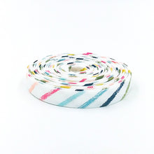 Load image into Gallery viewer, Double Fold Bias Tape 1/2'' A Day In The Life Brush Stripe Ivory White Bias Binding