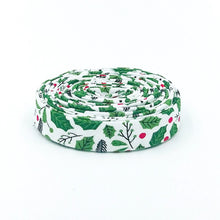 Load image into Gallery viewer, Double Fold Bias Tape 1/2'' The Christmas Magic Holly White Bias Binding
