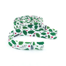 Load image into Gallery viewer, Double Fold Bias Tape 1/2'' The Christmas Magic Holly White Bias Binding