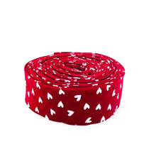 Load image into Gallery viewer, Quilt Binding My Valentine Hearts Red White Single Fold 1 1/4" Binding