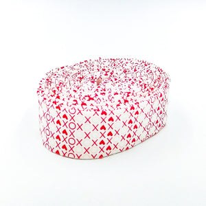 Quilt Binding I Love Us XOX Cream Red Single Fold 1 1/4" Binding