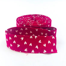Load image into Gallery viewer, Quilt Binding My Valentine Hearts Red White Single Fold 1 1/4" Binding