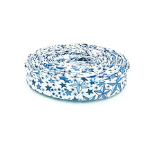Load image into Gallery viewer, Double Fold Bias Tape 1/2'' Wide Liberty of London Tana Lawn Adelajda Stars Blue/White  3 Yards Bias Binding