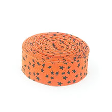Load image into Gallery viewer, Quilt Binding Beggar's Night Stars Orange / Black 1 1/4" Single Fold Binding My Mind's Eye