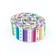 Load image into Gallery viewer, Quilt Binding Bloom Rainbow Stripe White 1 1/4" Single Fold Binding Kristy Lea