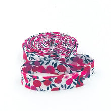 Load image into Gallery viewer, Double Fold Bias Tape 1/2'' Wide Liberty of London Tana Lawn Wiltshire Bud Red/Pink 3 Yards Bias Binding