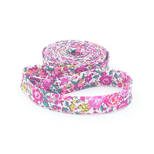 Load image into Gallery viewer, 1/2'' Double Fold Bias Tape Liberty of London Tana Lawn Emma & Georgina Pink/ White 3 Yards