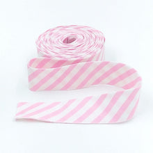 Load image into Gallery viewer, 1 1/4" Bias Quilt Binding 1/4" Stripe Pink White Single Fold Quilt Binding Candy Striped
