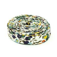 Load image into Gallery viewer, Double Fold Bias Tape 1/2'' Wide Liberty of London Tana Lawn Wiltshire Blossom Olive Green Yards Bias Binding