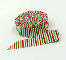 Load image into Gallery viewer, Quilt Binding 1/8'' Stripe Red and Green Christmas 1 1/4" Single Fold Binding