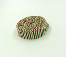 Load image into Gallery viewer, Quilt Binding 1/8'' Stripe Red and Green Christmas 1 1/4" Single Fold Binding