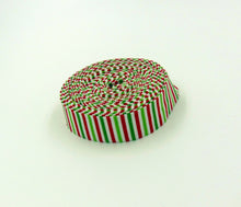Load image into Gallery viewer, Quilt Binding 1/8'' Stripe Red and Green Christmas 1 1/4" Single Fold Binding
