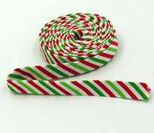 Load image into Gallery viewer, Double Fold Bias Tape 1/2'' Red & Green Christmas Stripe Bias Binding