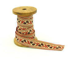 Load image into Gallery viewer, Jacquard Ribbon 13/16'' Elizabeth Rust Floral 1 YD