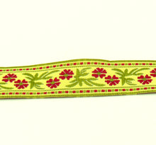 Load image into Gallery viewer, Jacquard Ribbon Trim 13/16'' Elizabeth Crimson Floral 1 YD