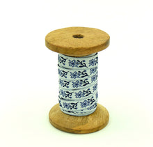 Load image into Gallery viewer, Jacquard Ribbon Trim 1/2'' Grey/White Floral 1 YD