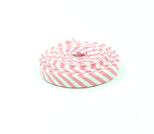 Load image into Gallery viewer, Double Fold Bias Tape Pink & White Candy Stripe Bias Binding