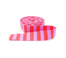 Load image into Gallery viewer, Quilt Binding Tula Pink Tent Stripe Poppy 1/2'' Stripe 1 1/4" Single Fold Binding