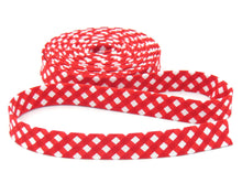 Load image into Gallery viewer, Double Fold 1/2'' Bias Tape 1/8'' Gingham Red Bias Binding