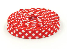 Load image into Gallery viewer, Double Fold 1/2'' Bias Tape 1/8'' Gingham Red Bias Binding
