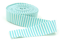 Load image into Gallery viewer, Quilt Binding Aqua and White 1/8'' Stripe 1 1/4" Single Fold Binding