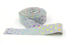 Load image into Gallery viewer, Quilt Binding Tula Pink True Colors Hexy Rainbow Dove Gray Single Fold 1 1/4" Binding