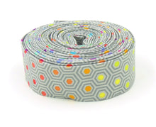 Load image into Gallery viewer, Quilt Binding Tula Pink True Colors Hexy Rainbow Dove Gray Single Fold 1 1/4" Binding