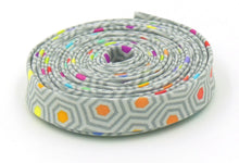 Load image into Gallery viewer, Double Fold Bias Tape 1/2'' Hexy Rainbow Dove Gray Tula Pink