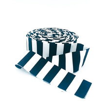 Load image into Gallery viewer, Quilt Binding Tula Pink Tent Stripe Paper Black & White 1/2'' Stripe 1 1/4" Single Fold Binding