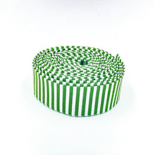 Load image into Gallery viewer, Quilt Binding Clover Green and White 1/8'' Stripe Single Fold 1 1/4" Binding