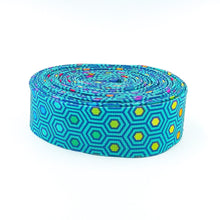 Load image into Gallery viewer, Quilt Binding Tula Pink True Colors Hexy Peacock Rainbow Single Fold 1 1/4" Binding
