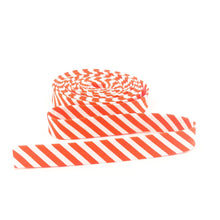Load image into Gallery viewer, Double Fold Bias Tape Orange & White Stripe Bias Binding