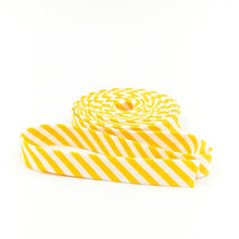 Load image into Gallery viewer, Double Fold Bias Tape Yellow & White Stripe Bias Binding