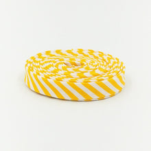 Load image into Gallery viewer, Double Fold Bias Tape Yellow & White Stripe Bias Binding