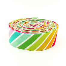 Load image into Gallery viewer, Quilt Binding Rainbowfruit White Diagonal Stripe 1 1/4" Single Fold Binding