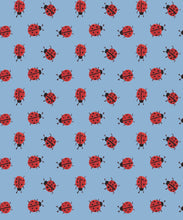 Load image into Gallery viewer, Ladybird Ladybug Dot Blue Fabric Half Yard