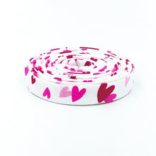Load image into Gallery viewer, Double Fold Bias Tape 1/2'' Gnomes In Love Hearts White Valentines Bias Binding