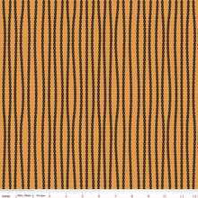 Load image into Gallery viewer, Mad Masquerade Chain Stripe Orange Black Half Yards