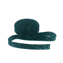 Load image into Gallery viewer, Double Fold Bias Tape 1/2'' Spider Webs Black Gunmetal Metallic Halloween Bias Binding