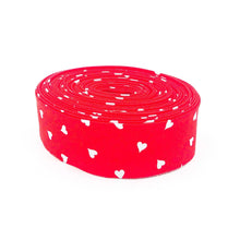 Load image into Gallery viewer, Quilt Binding Be Mine Valentine Hearts Red Single Fold 1 1/4" Binding