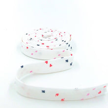 Load image into Gallery viewer, Double Fold Bias Tape 1/2'' Down The Rabbit Hole Card Suits White Bias Binding