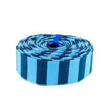 Load image into Gallery viewer, Quilt Binding Tula Pink NEON Tent Stripe Aura Blue 1/2'' Stripe 1 1/4" Single Fold Binding