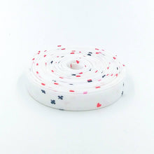 Load image into Gallery viewer, Double Fold Bias Tape 1/2'' Down The Rabbit Hole Card Suits White Bias Binding