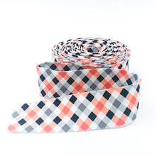 Load image into Gallery viewer, Quilt Binding Fright Delight Gingham Check Orange Black 1 1/4" Single Fold Binding Halloween