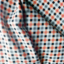 Load image into Gallery viewer, Quilt Binding Fright Delight Gingham Check Orange Black 1 1/4" Single Fold Binding Halloween