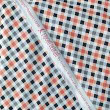 Load image into Gallery viewer, Double Fold Bias Tape 1/2'' Fright Delight Gingham Check Black Orange Halloween Bias Binding